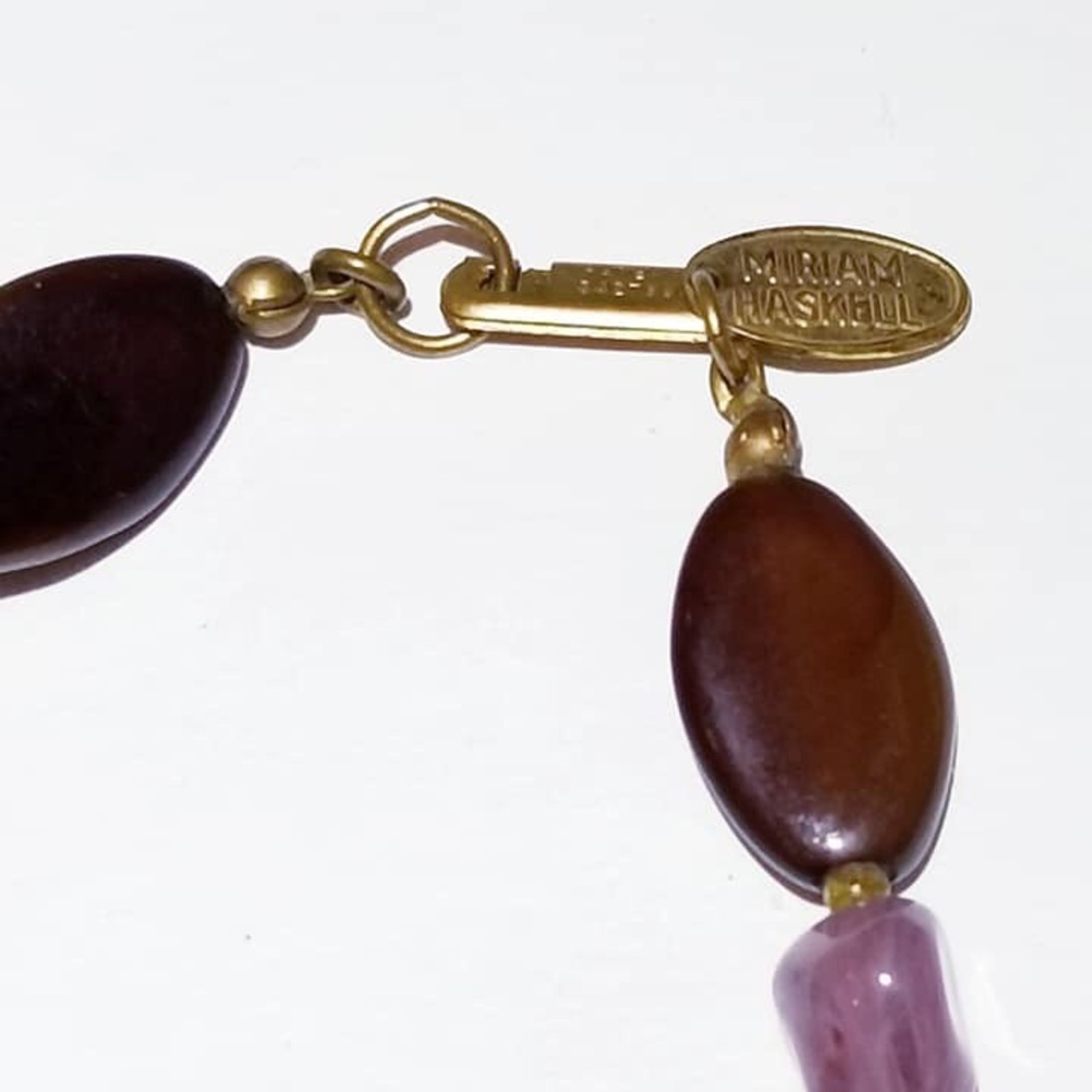 Vintage Miriam Haskell bead glass long necklace - Picture 2 of 3